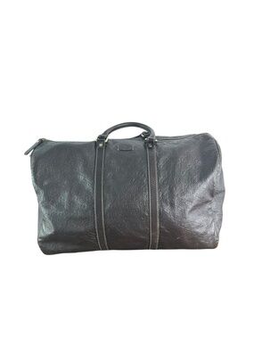 GUCCI Guccissima Boston Brown Monogram Embossed Leather Duffel Travel Bag